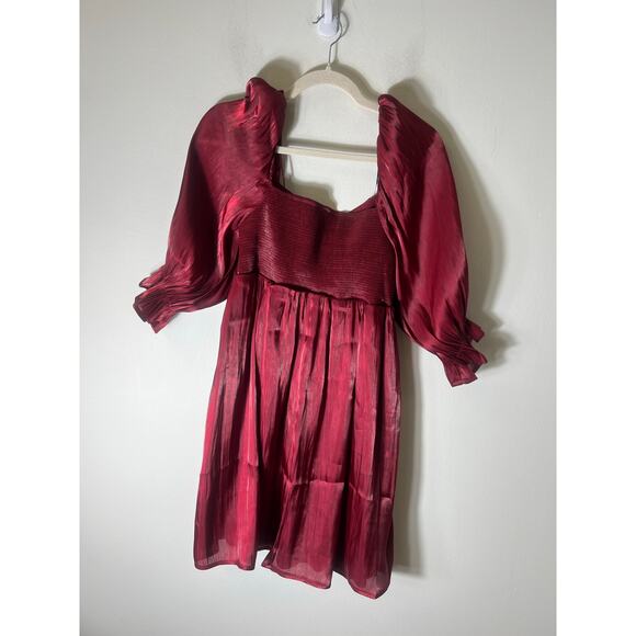 NWT Blu Pepper Burgundy Merlot Satin Dress - Picture 5 of 7